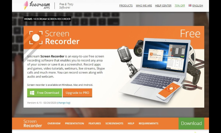 What screenshot and annotation features does Icecream Screen Recorder have?
